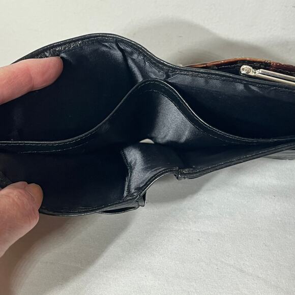 Brighton Wallet VTG Card Keeper Coin Purse Combo Brown Black Leather Crogo Small - Picture 5 of 8